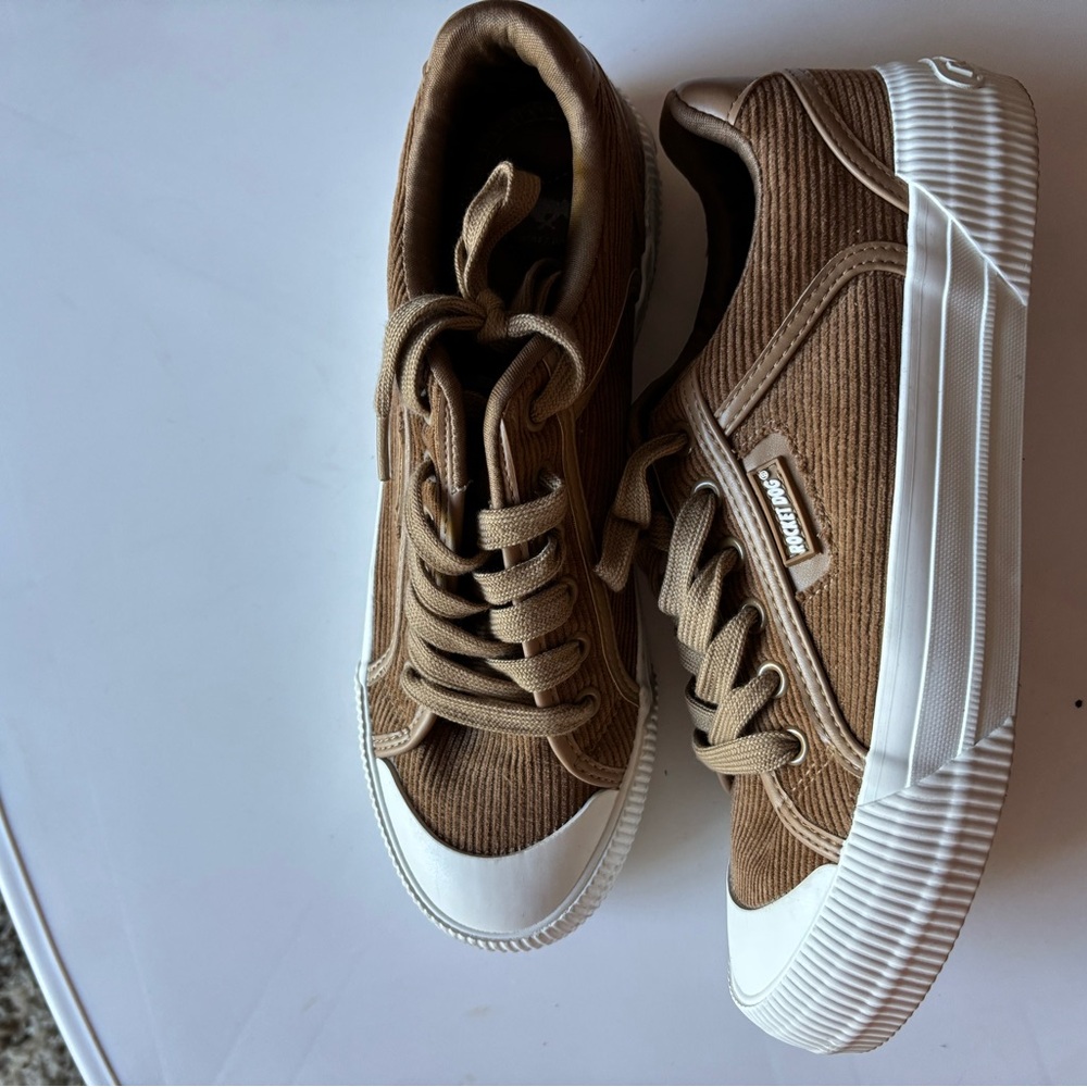 Brown Corduroy Sneakers with White Soles